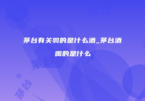 茅台有关羽的是什么酒_茅台酒喝的是什么