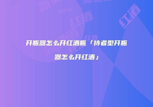 开瓶器怎么开红酒瓶「侍者型开瓶器怎么开红酒」