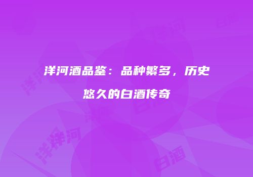 洋河酒品鉴：品种繁多，历史悠久的白酒传奇
