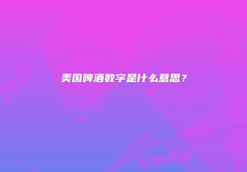 美国啤酒数字是什么意思？