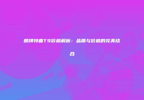 朗牌特曲T9价格解析：品质与价格的完美结合