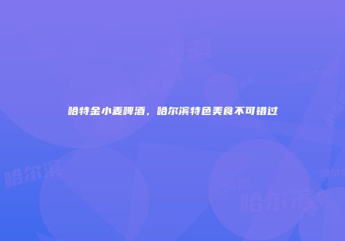 哈特金小麦啤酒，哈尔滨特色美食不可错过