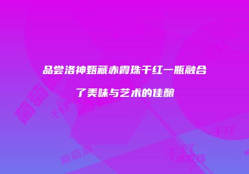 品尝洛神甄藏赤霞珠干红一瓶融合了美味与艺术的佳酿