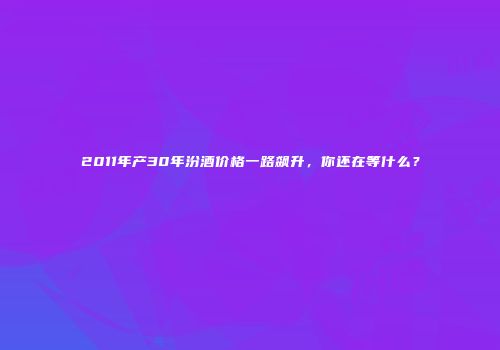 2011年产30年汾酒价格一路飙升，你还在等什么？