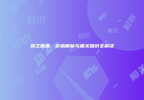 劲之健酒：价格解析与相关知识全解读