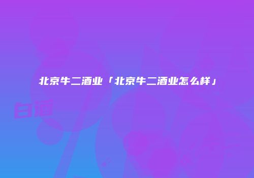 北京牛二酒业「北京牛二酒业怎么样」