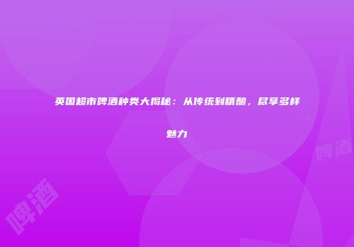 英国超市啤酒种类大揭秘：从传统到精酿，尽享多样魅力
