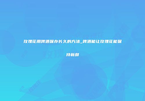玫瑰花用啤酒保存长久的方法_啤酒能让玫瑰花能保持新鲜