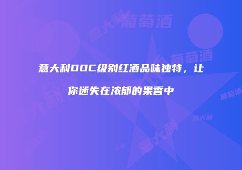 意大利DOC级别红酒品味独特，让你迷失在浓郁的果香中