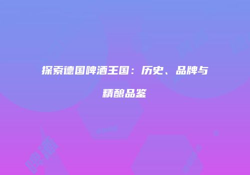 探索德国啤酒王国：历史、品牌与精酿品鉴