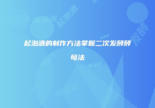 起泡酒的制作方法掌握二次发酵酵母法