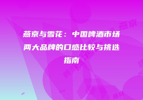 燕京与雪花：中国啤酒市场两大品牌的口感比较与挑选指南