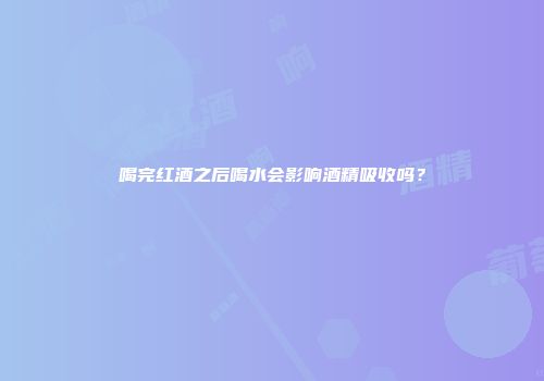 喝完红酒之后喝水会影响酒精吸收吗？