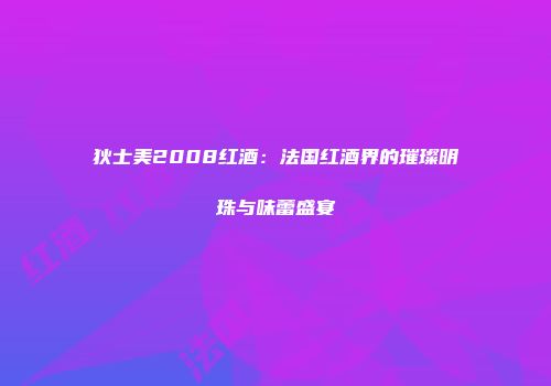 狄士美2008红酒：法国红酒界的璀璨明珠与味蕾盛宴