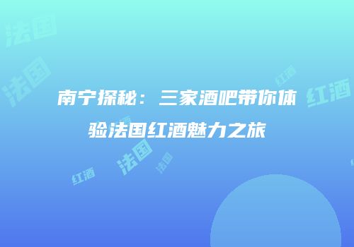 南宁探秘：三家酒吧带你体验法国红酒魅力之旅