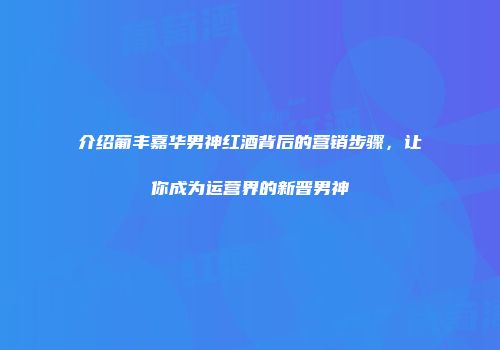 介绍葡丰嘉华男神红酒背后的营销步骤，让你成为运营界的新晋男神