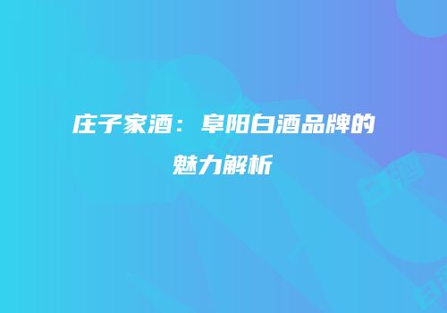 庄子家酒：阜阳白酒品牌的魅力解析