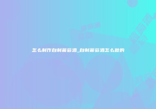 怎么制作自制葡萄酒_自制葡萄酒怎么做的