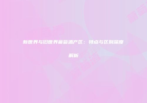 新世界与旧世界葡萄酒产区：特点与区别深度解析