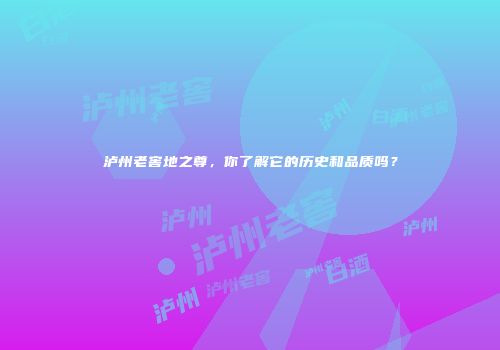 泸州老窖地之尊，你了解它的历史和品质吗？