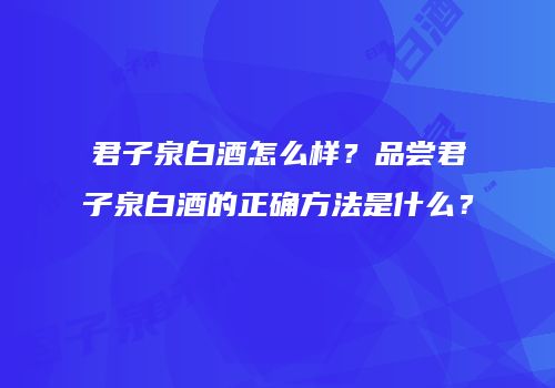 君子泉白酒怎么样？品尝君子泉白酒的正确方法是什么？