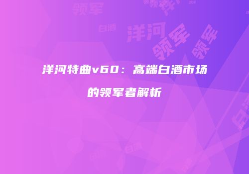 洋河特曲v60：高端白酒市场的领军者解析