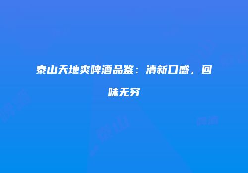 泰山天地爽啤酒品鉴：清新口感，回味无穷