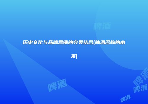 历史文化与品牌营销的完美结合(啤酒名称的由来)