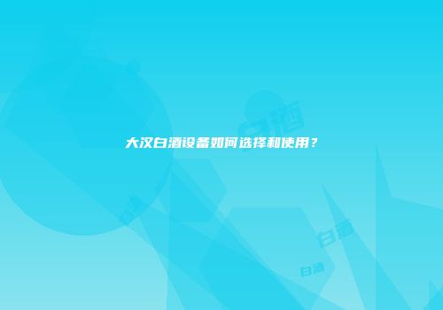 大汉白酒设备如何选择和使用？