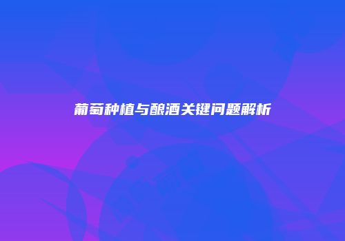 葡萄种植与酿酒关键问题解析