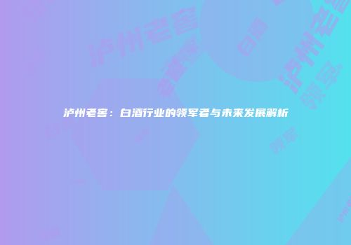 泸州老窖：白酒行业的领军者与未来发展解析