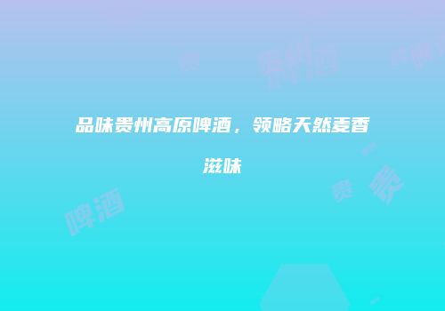 品味贵州高原啤酒，领略天然麦香滋味
