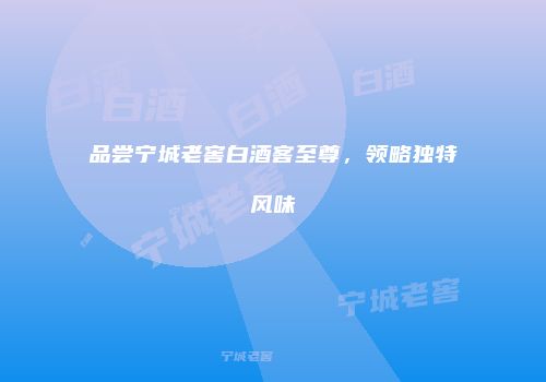 品尝宁城老窖白酒客至尊，领略独特风味