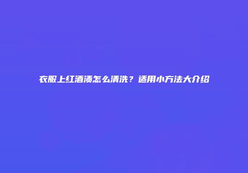 衣服上红酒渍怎么清洗？适用小方法大介绍