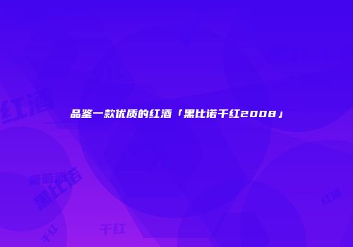 品鉴一款优质的红酒「黑比诺干红2008」
