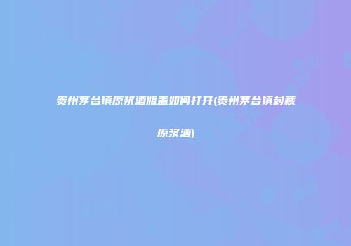 贵州茅台镇原浆酒瓶盖如何打开(贵州茅台镇封藏原浆酒)