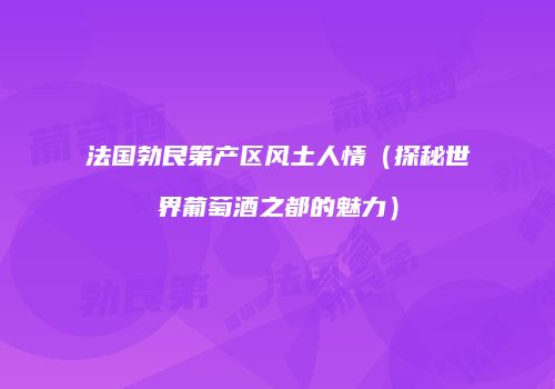 法国勃艮第产区风土人情（探秘世界葡萄酒之都的魅力）