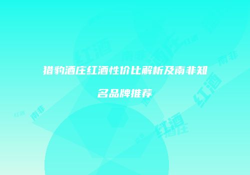 猎豹酒庄红酒性价比解析及南非知名品牌推荐