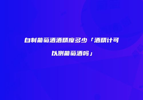 自制葡萄酒酒精度多少「酒精计可以测葡萄酒吗」