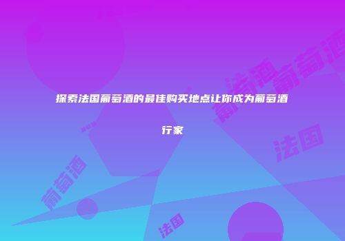 探索法国葡萄酒的最佳购买地点让你成为葡萄酒行家