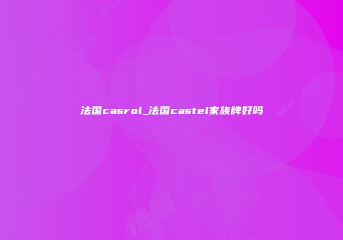 法国casrol_法国castel家族牌好吗