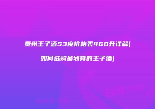 贵州王子酒53度价格表460升详解(如何选购最划算的王子酒)