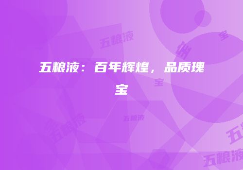 五粮液：百年辉煌，品质瑰宝