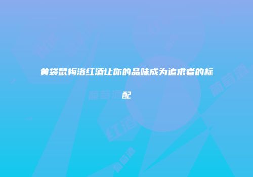 黄袋鼠梅洛红酒让你的品味成为追求者的标配