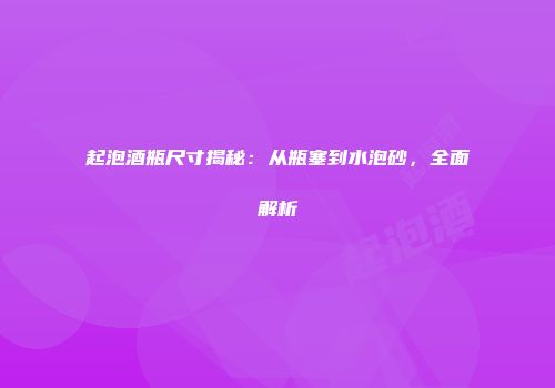 起泡酒瓶尺寸揭秘：从瓶塞到水泡砂，全面解析