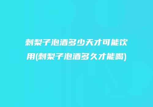 刺梨子泡酒多少天才可能饮用(刺梨子泡酒多久才能喝)