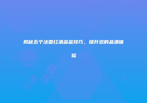 揭秘五个法国红酒品鉴技巧，提升您的品酒体验