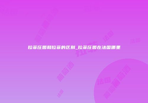拉菲庄园和拉菲的区别_拉菲庄园在法国哪里