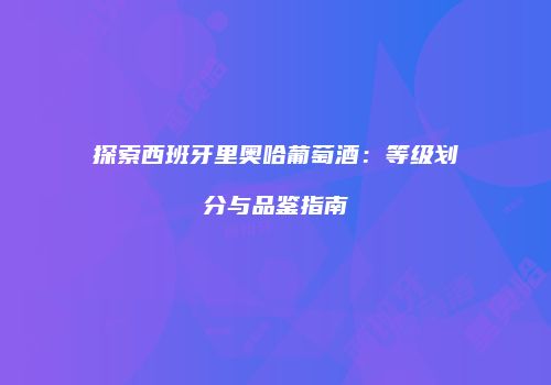 探索西班牙里奥哈葡萄酒：等级划分与品鉴指南