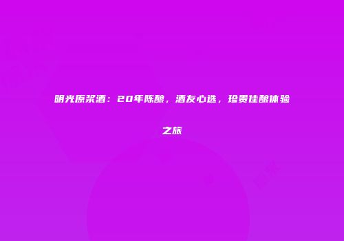 明光原浆酒：20年陈酿，酒友心选，珍贵佳酿体验之旅